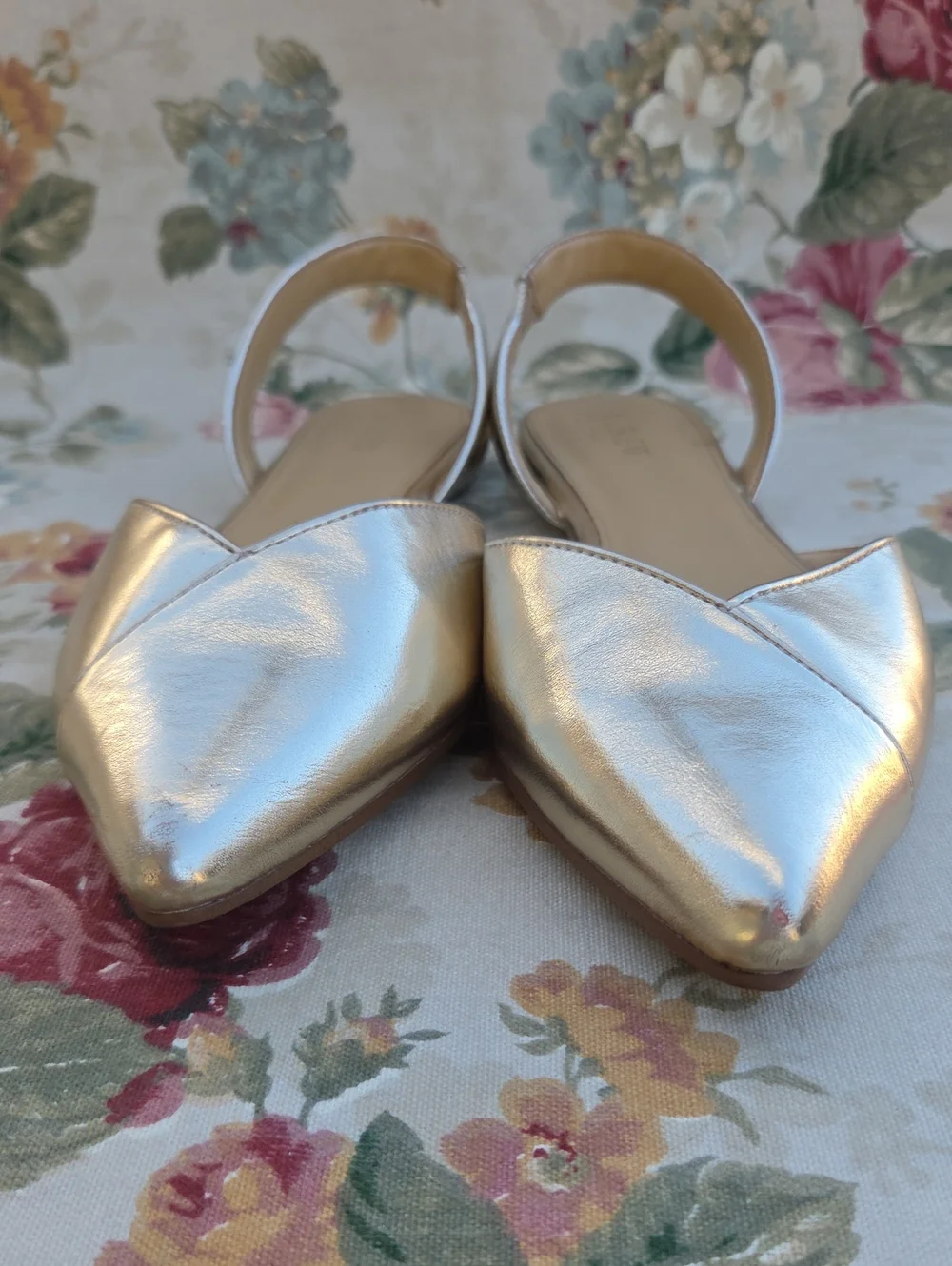 J.Crew Metallic Gold Pointed-Toe Slingback Flats Women's 9